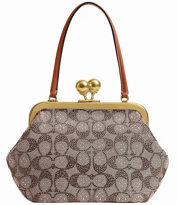 COACH Crystal Signature Jacquard Kisslock 16 Frame Bag