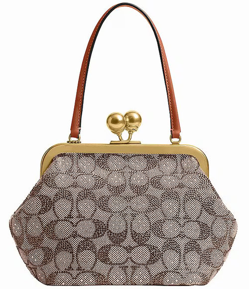 COACH Crystal Signature Jacquard Kisslock 16 Frame Bag