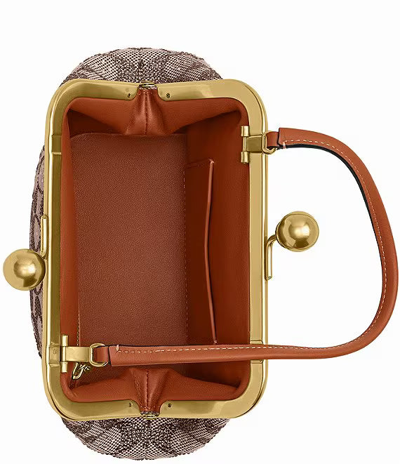 COACH Crystal Signature Jacquard Kisslock 16 Frame Bag