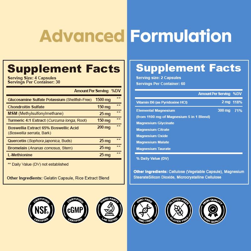 Pack Mover & Relajar: Salud Articular 4-en-1 + Magnesio 5X (120 Cápsulas)