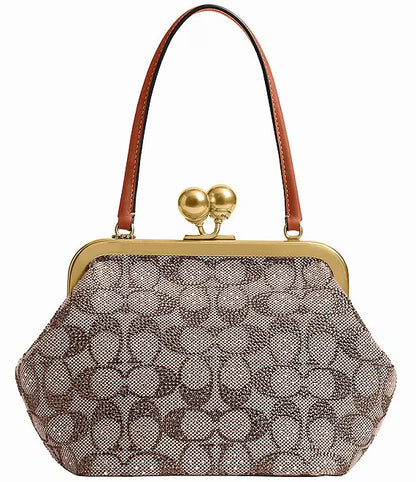 COACH Crystal Signature Jacquard Kisslock 16 Frame Bag