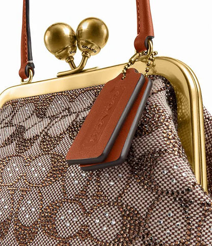 COACH Crystal Signature Jacquard Kisslock 16 Frame Bag
