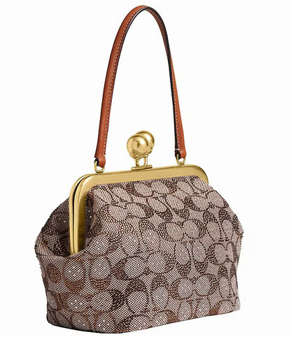 COACH Crystal Signature Jacquard Kisslock 16 Frame Bag