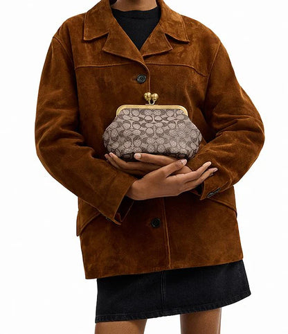 COACH Crystal Signature Jacquard Kisslock 16 Frame Bag